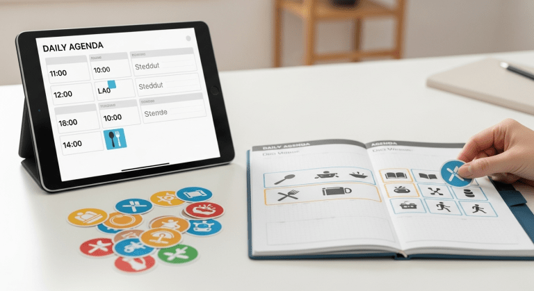 Agenda simplifié handicap cognitif : modèle visuel gratuit pour